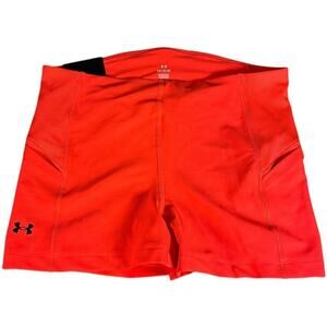 Under Armour High Rise Shorty Shorts Compression Orange Size large Active NWT